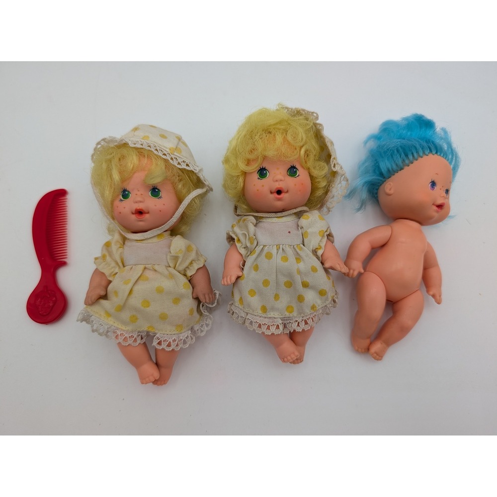 Strawberry Shortcake Blow Kiss Dolls Mini 1984 Lot of 3 American Greetings Comb